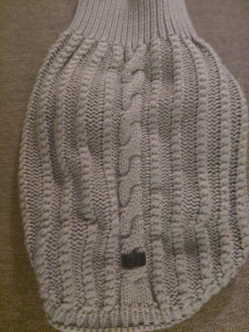 Cable Knit Turtleneck Ugg Dog Sweater - Light Gray - Picture 5 of 6